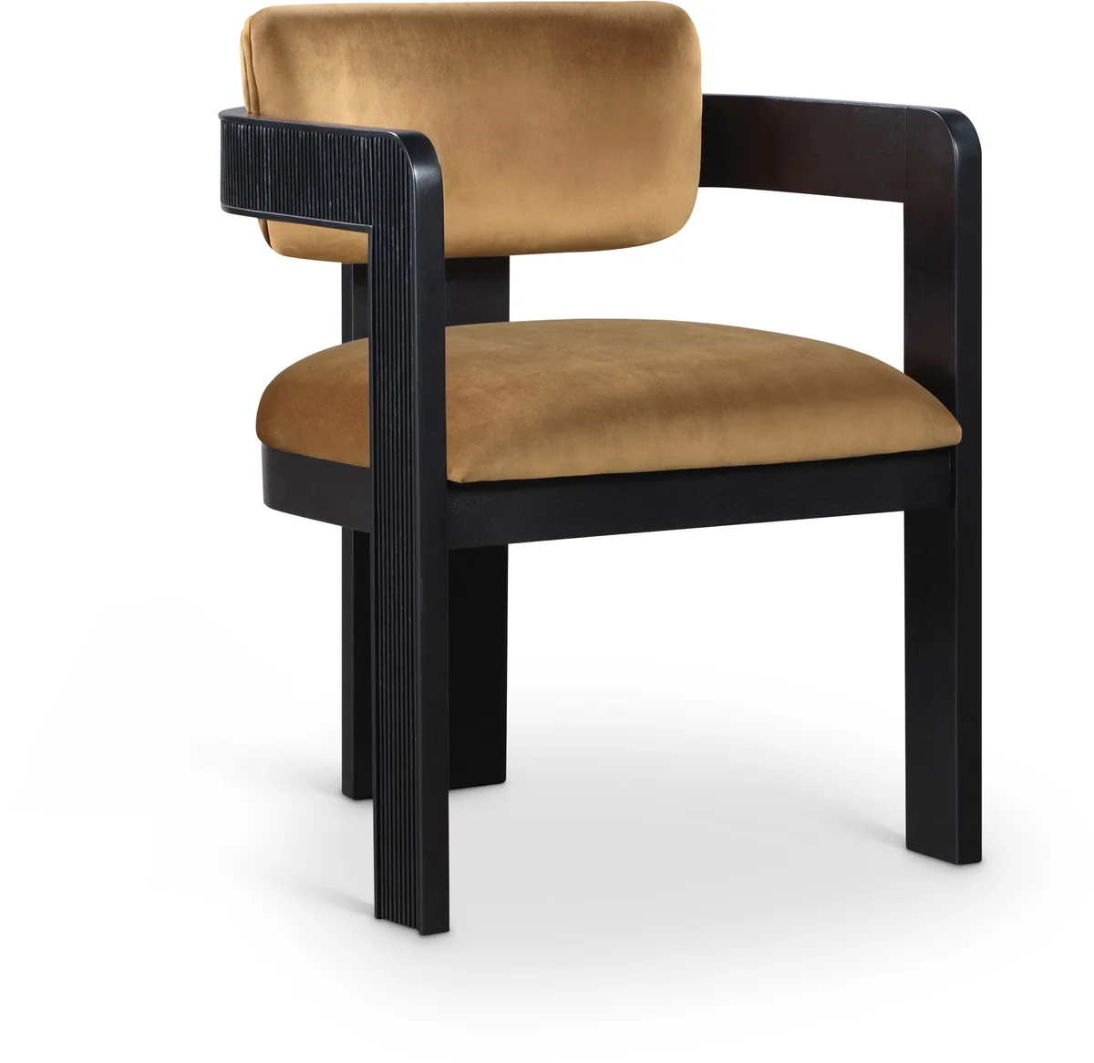 Sacha - Velvet Dining Chair With Black Base (Set of 2) - Saddle