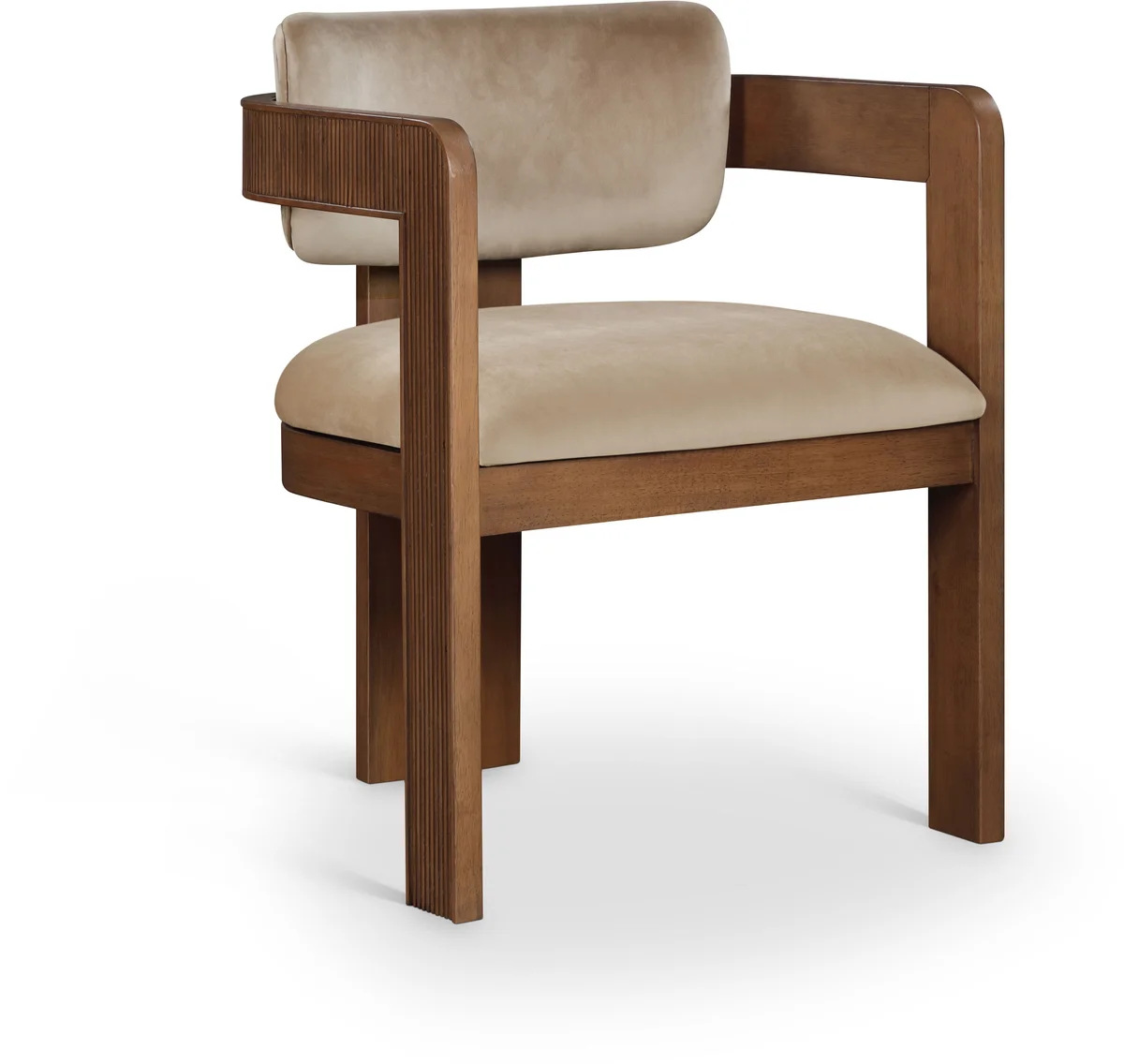 Sacha - Velvet Dining Chair With Brown Base (Set of 2) - Beige