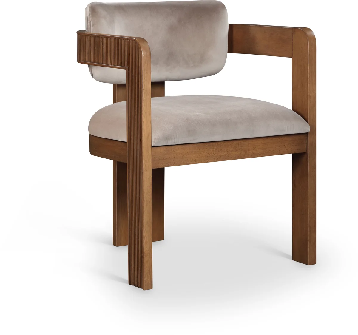 Sacha - Velvet Dining Chair With Brown Base (Set of 2) - Taupe