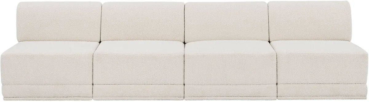 Ollie - 4 Seat Armless Modular Sofa - Cream