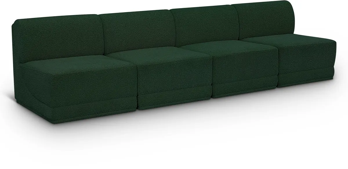 Ollie - 4 Seat Armless Modular Sofa - Green