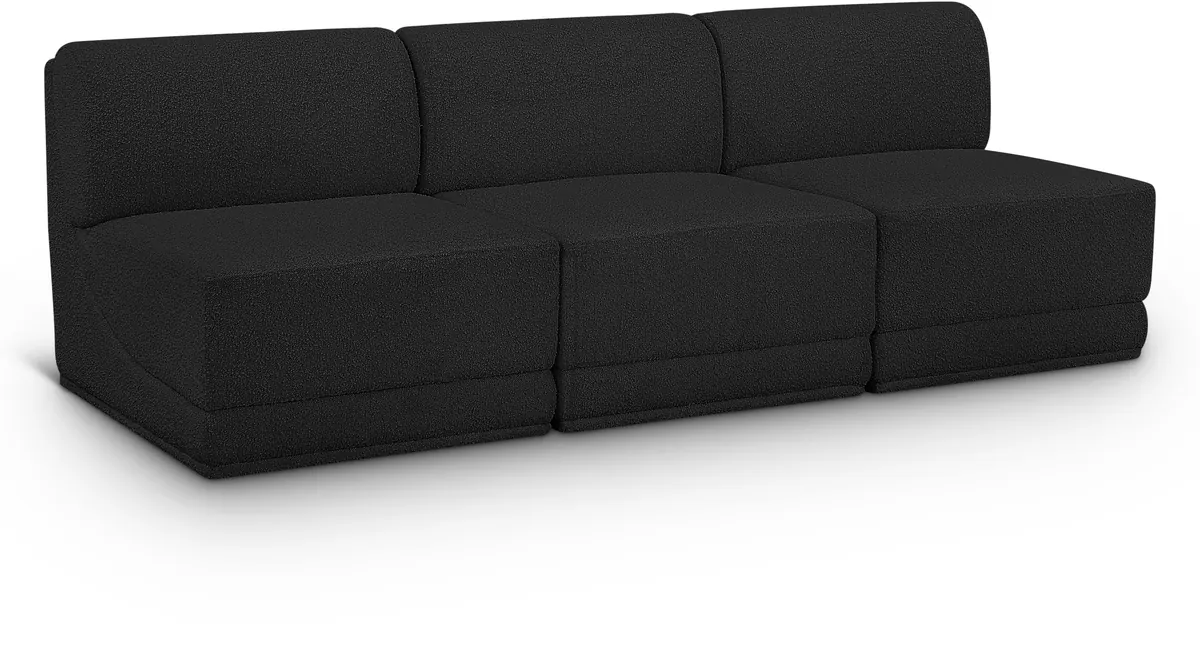 Ollie - 3 Seat Armless Modular Sofa - Black