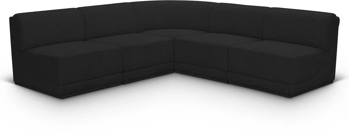 Ollie - 5 Piece Modular Corner Armless Sectional - Black