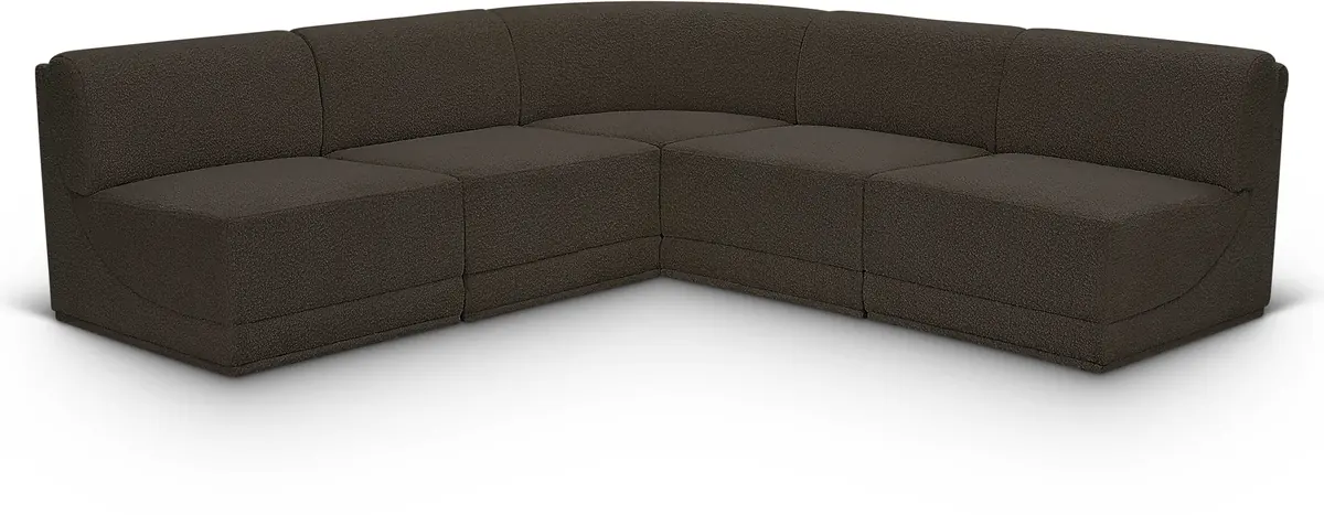 Ollie - 5 Piece Modular Corner Armless Sectional - Brown