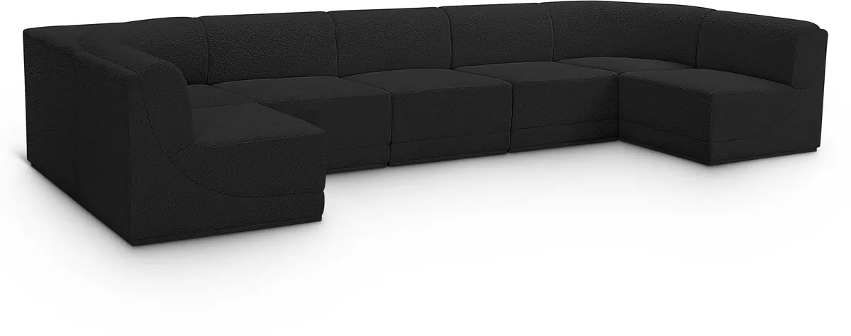 Ollie - 7 Piece Modular U-Shaped Sectional - Black