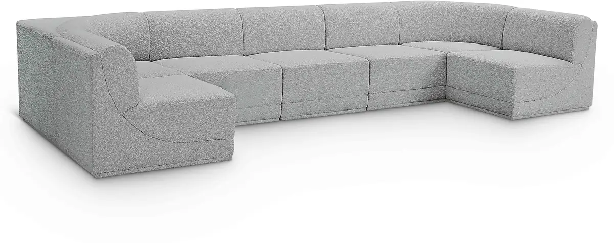 Ollie - 7 Piece Modular U-Shaped Sectional - Gray