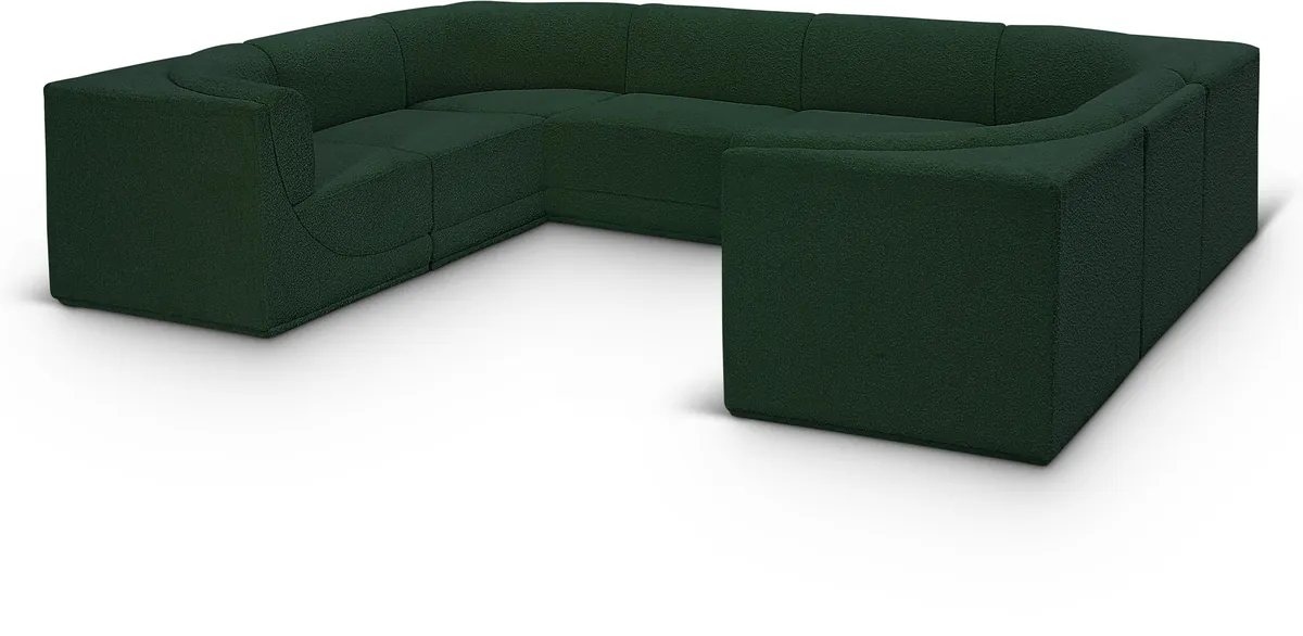 Ollie - 8 Piece Modular U-Shaped Sectional - Green