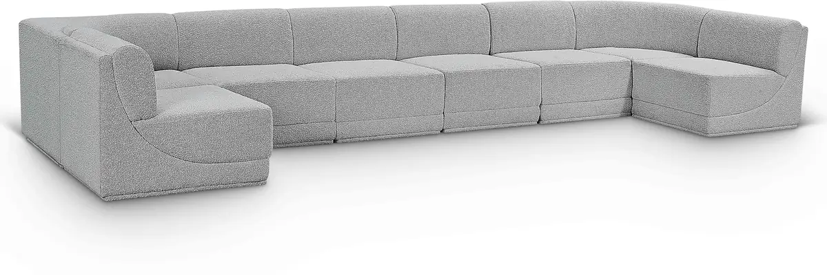 Ollie - 8 Piece Modular U-Shaped Armless Sectional - Gray
