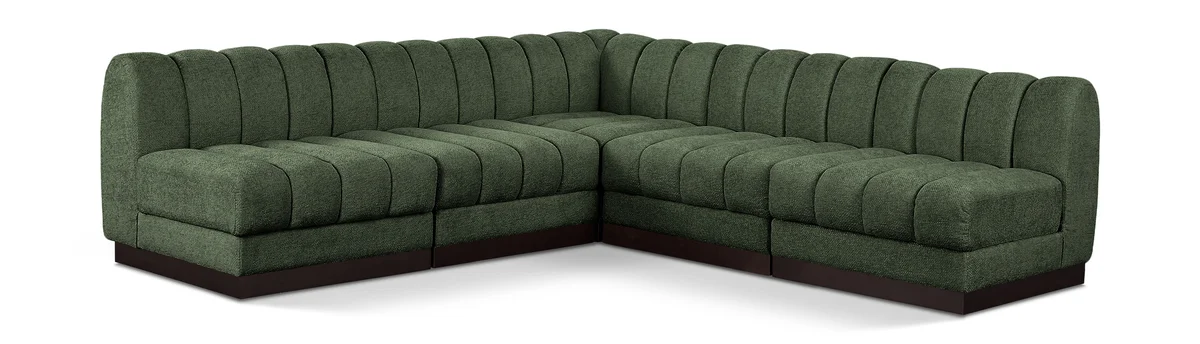 Quinn - 5 Piece Modular Armless Corner Sectional - Green