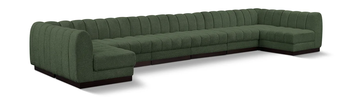 Quinn - 8 Piece Modular U-Shaped Armless Sectional - Green