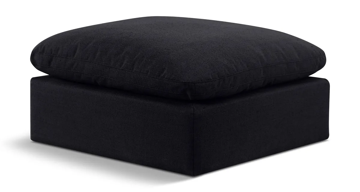 Indulge - Linen Ottoman - Black