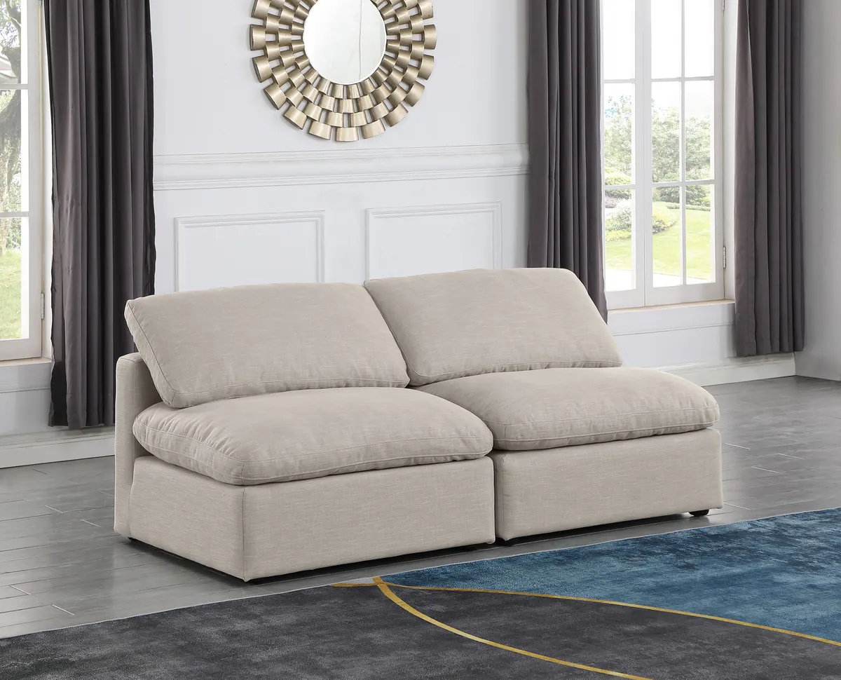 Indulge - Linen 2 Seat Modular Armless Sofa - Ivory - View 2