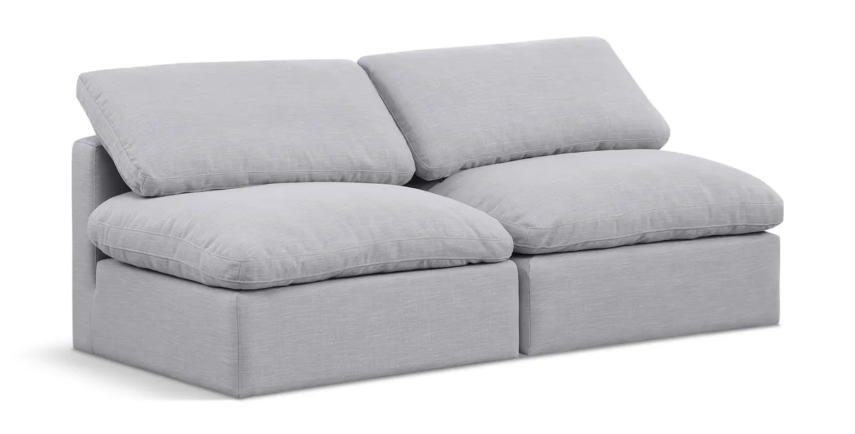 Indulge - Linen 2 Seat Modular Armless Sofa - Gray