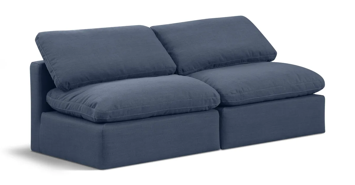 Indulge - Linen 2 Seat Modular Armless Sofa - Navy