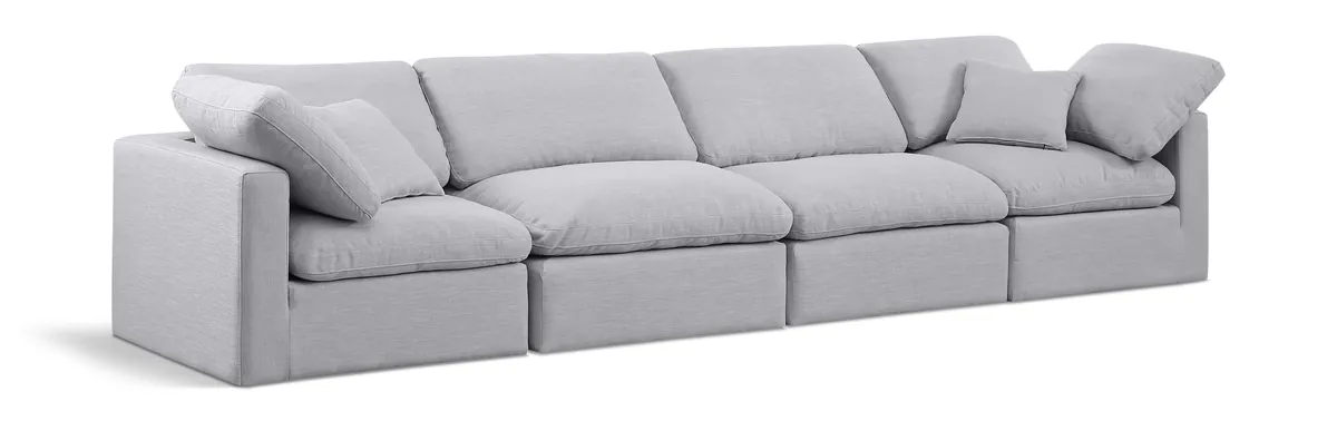 Indulge - Linen 4 Seat Modular Sofa - Gray