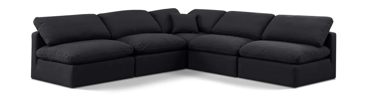 Indulge - Linen 5 Piece Modular Corner Armless Sectional - Black