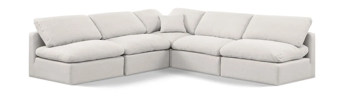 Indulge - Linen 5 Piece Modular Corner Armless Sectional - Cream