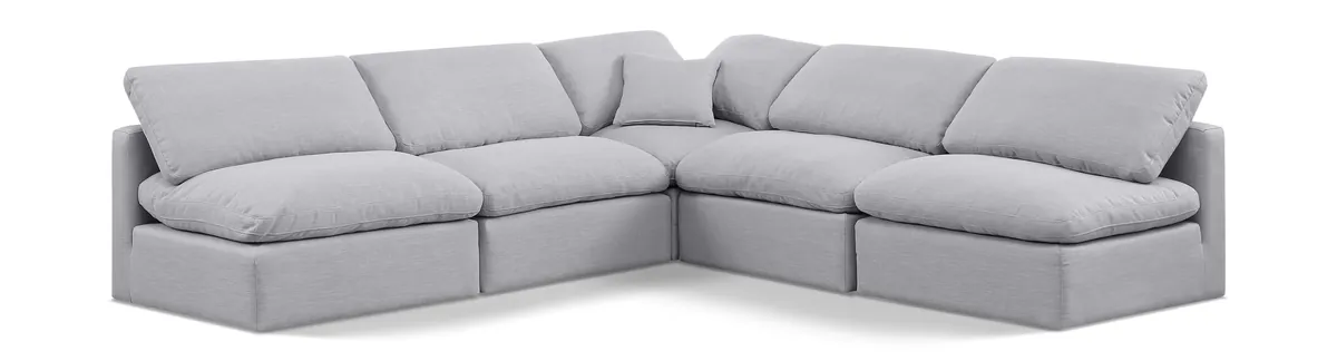Indulge - Linen 5 Piece Modular Corner Armless Sectional - Gray