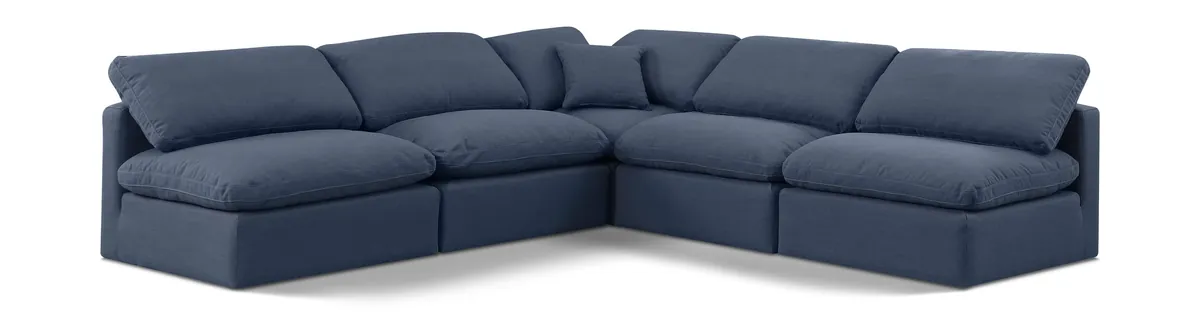 Indulge - Linen 5 Piece Modular Corner Armless Sectional - Navy