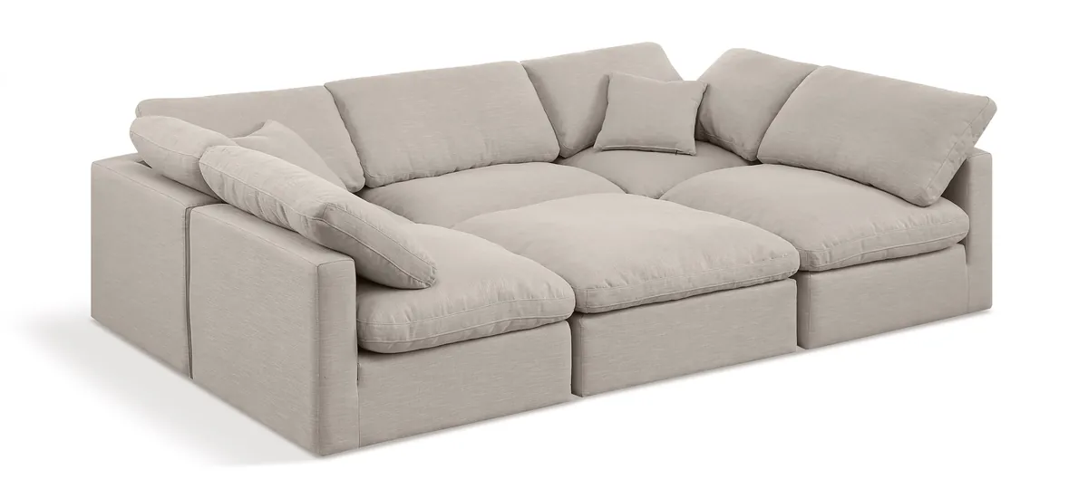 Indulge - Linen 6 Piece Modular Sectional - Ivory