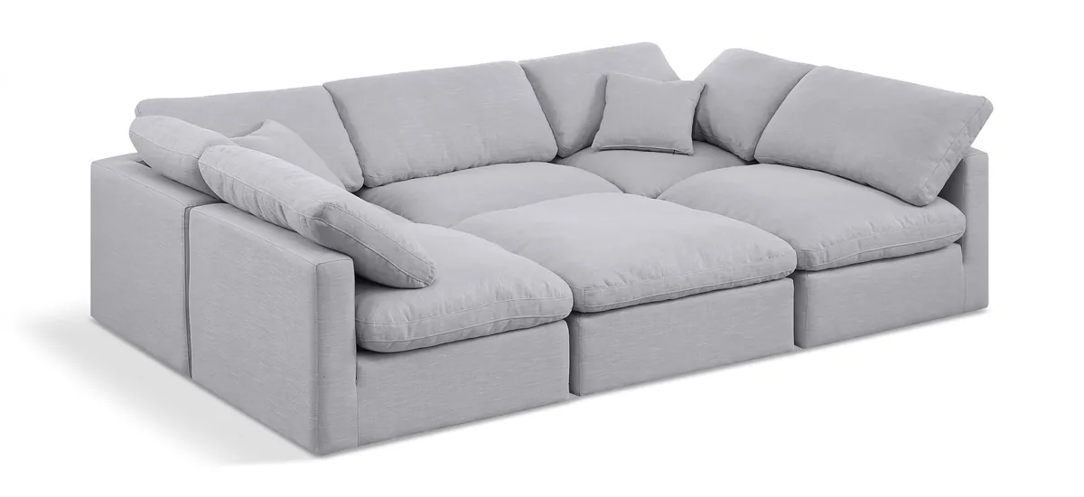 Indulge - Linen 6 Piece Modular Sectional - Gray