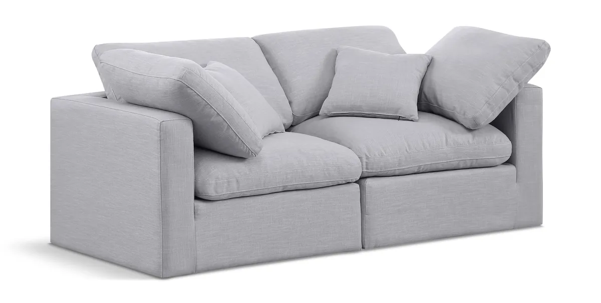 Indulge - Linen 2 Seat Modular Sofa - Gray