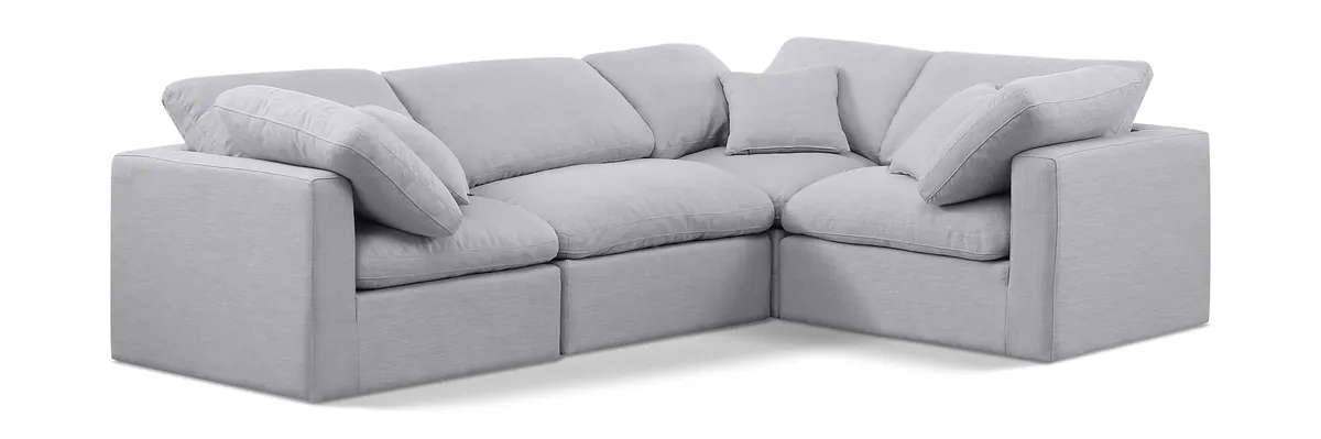 Indulge - Linen 4 Piece Modular Corner Sectional - Gray