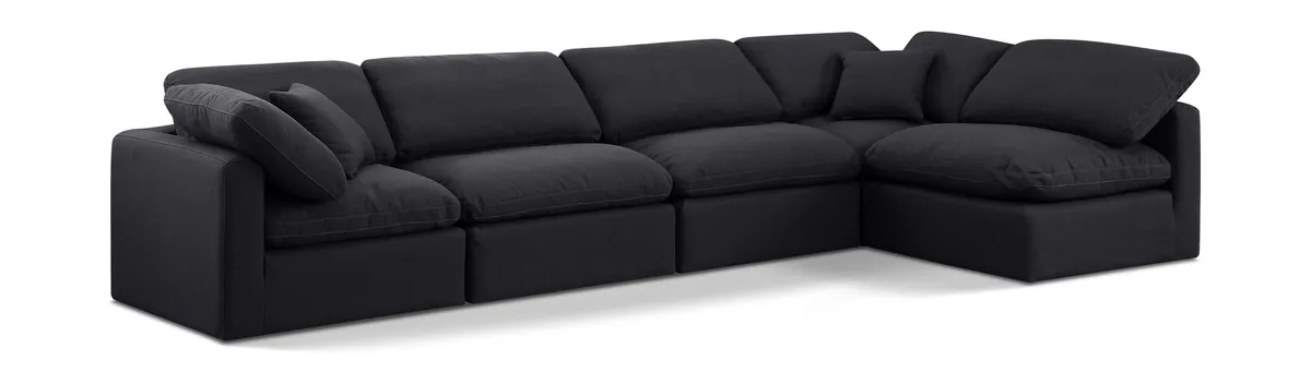 Indulge - Linen 5 Piece Modular Sectional - Black