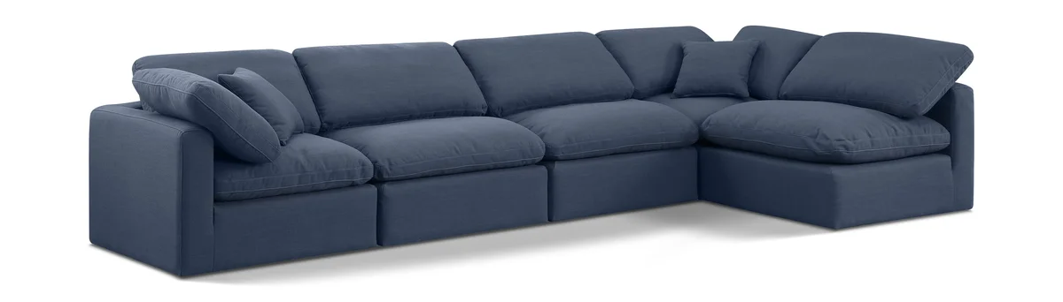 Indulge - Linen 5 Piece Modular Sectional - Navy