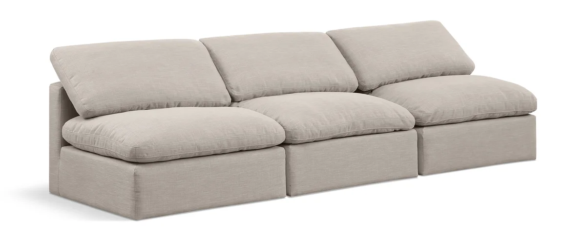Indulge - Linen 3 Seat Modular Armless Sofa - Ivory