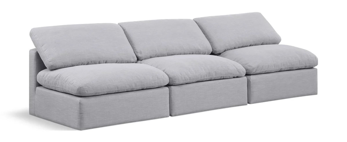 Indulge - Linen 3 Seat Modular Armless Sofa - Gray