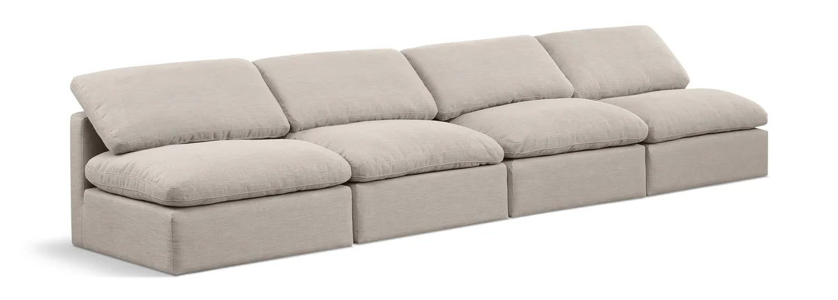 Indulge - Linen 4 Seat Modular Armless Sofa - Ivory