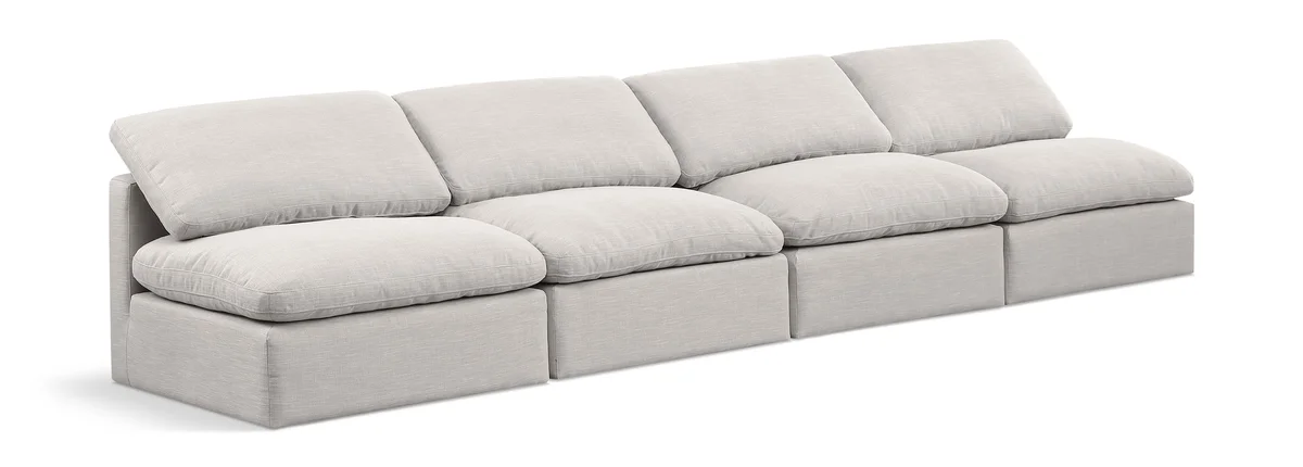 Indulge - Linen 4 Seat Modular Armless Sofa - Cream