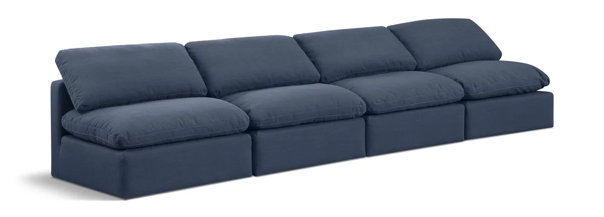 Indulge - Linen 4 Seat Modular Armless Sofa - Navy