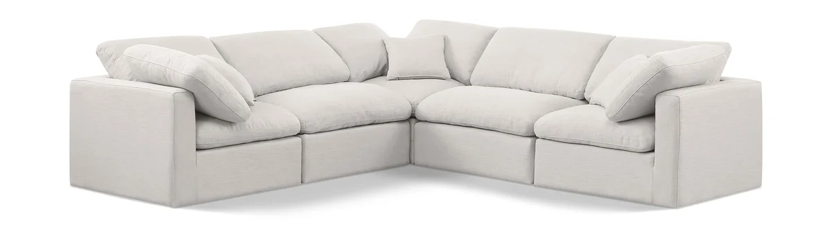 Indulge - Linen 5 Piece Modular Corner Sectional - Cream