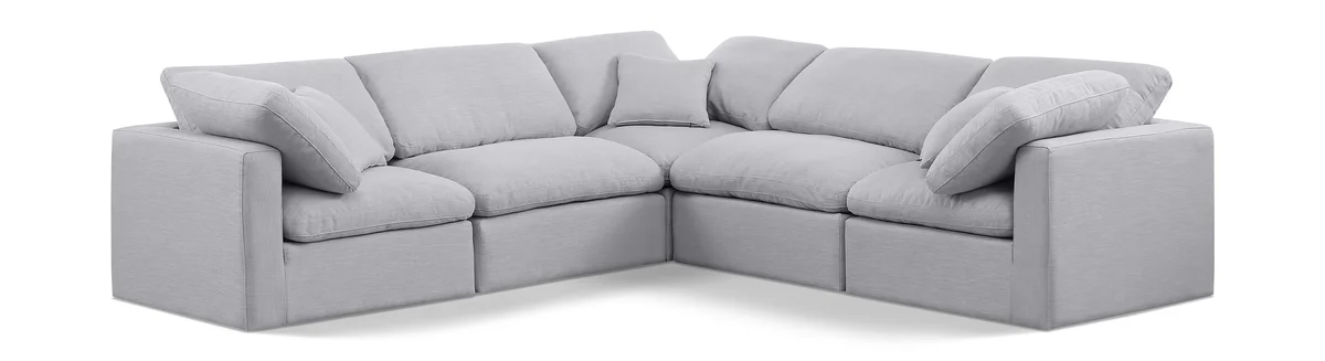 Indulge - Linen 5 Piece Modular Corner Sectional - Gray