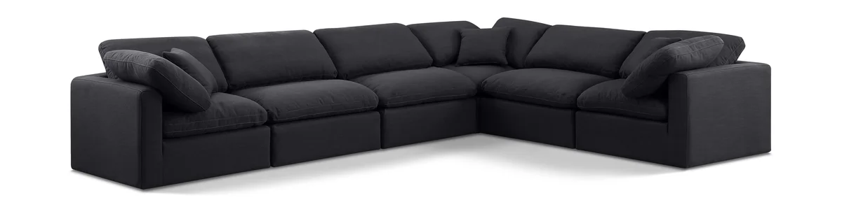 Indulge - Linen 6 Piece Modular Corner Sectional - Black
