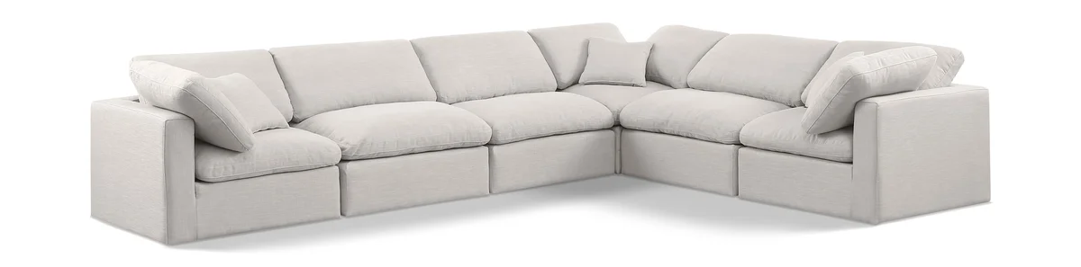 Indulge - Linen 6 Piece Modular Corner Sectional - Cream