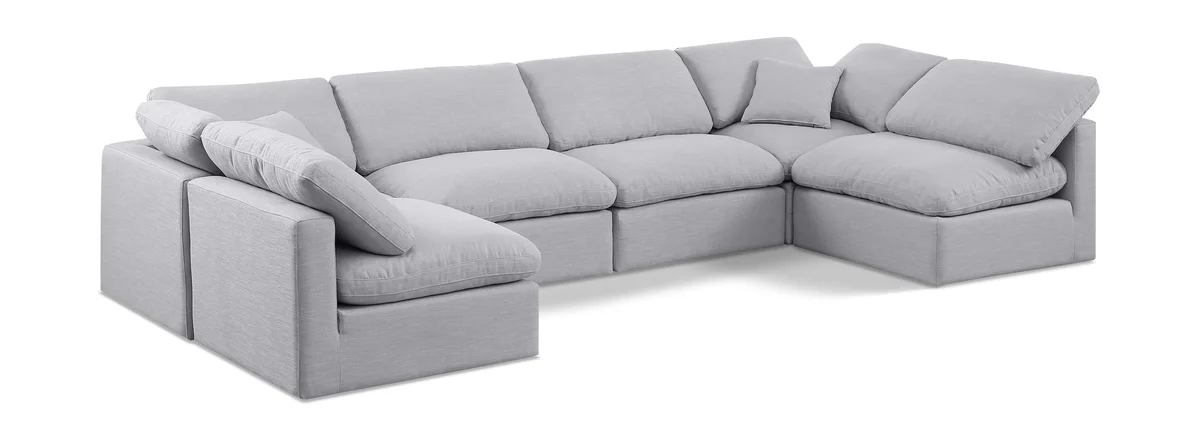 Indulge - Linen 6 Piece Modular U-Shaped Sectional - Gray