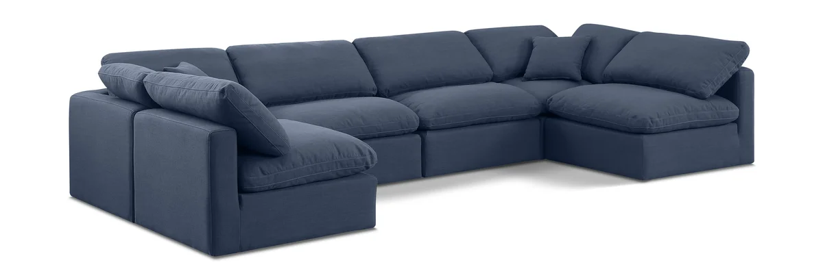 Indulge - Linen 6 Piece Modular U-Shaped Sectional - Navy