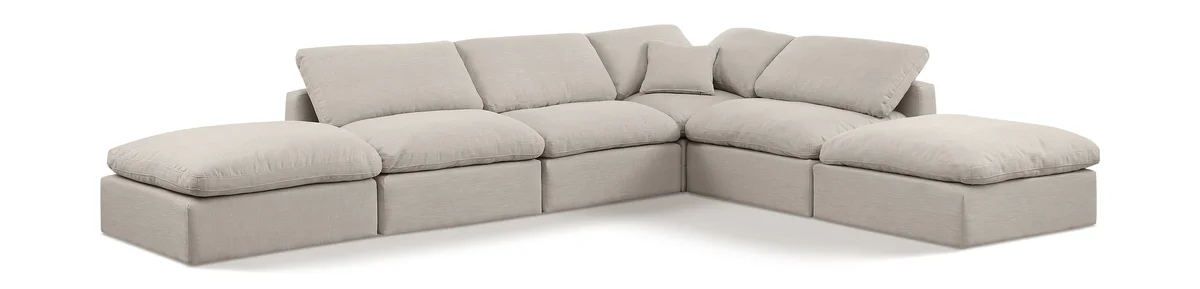 Indulge - Linen 6 Piece Modular Armless Sectional - Ivory