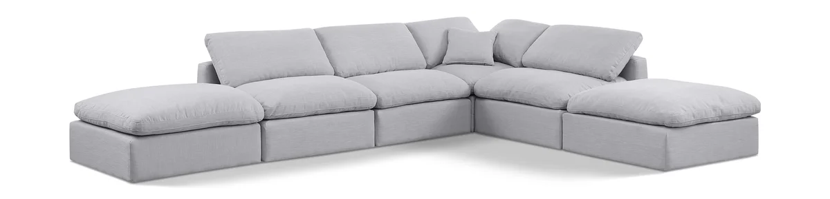 Indulge - Linen 6 Piece Modular Armless Sectional - Gray