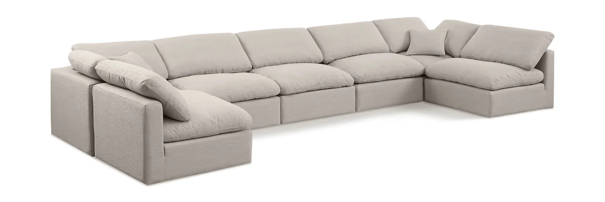 Indulge - Linen 7 Piece Modular U-Shaped Sectional - Ivory