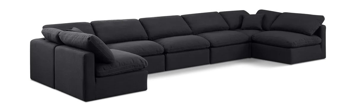 Indulge - Linen 7 Piece Modular U-Shaped Sectional - Black