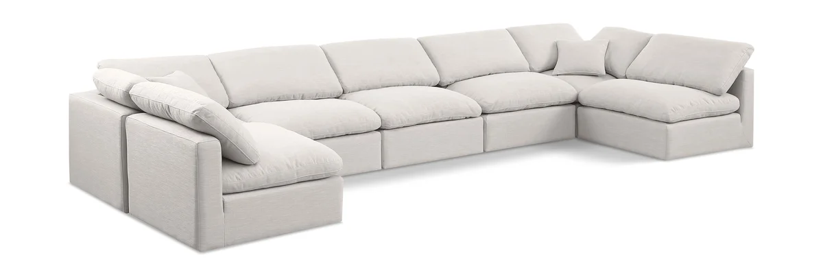 Indulge - Linen 7 Piece Modular U-Shaped Sectional - Cream