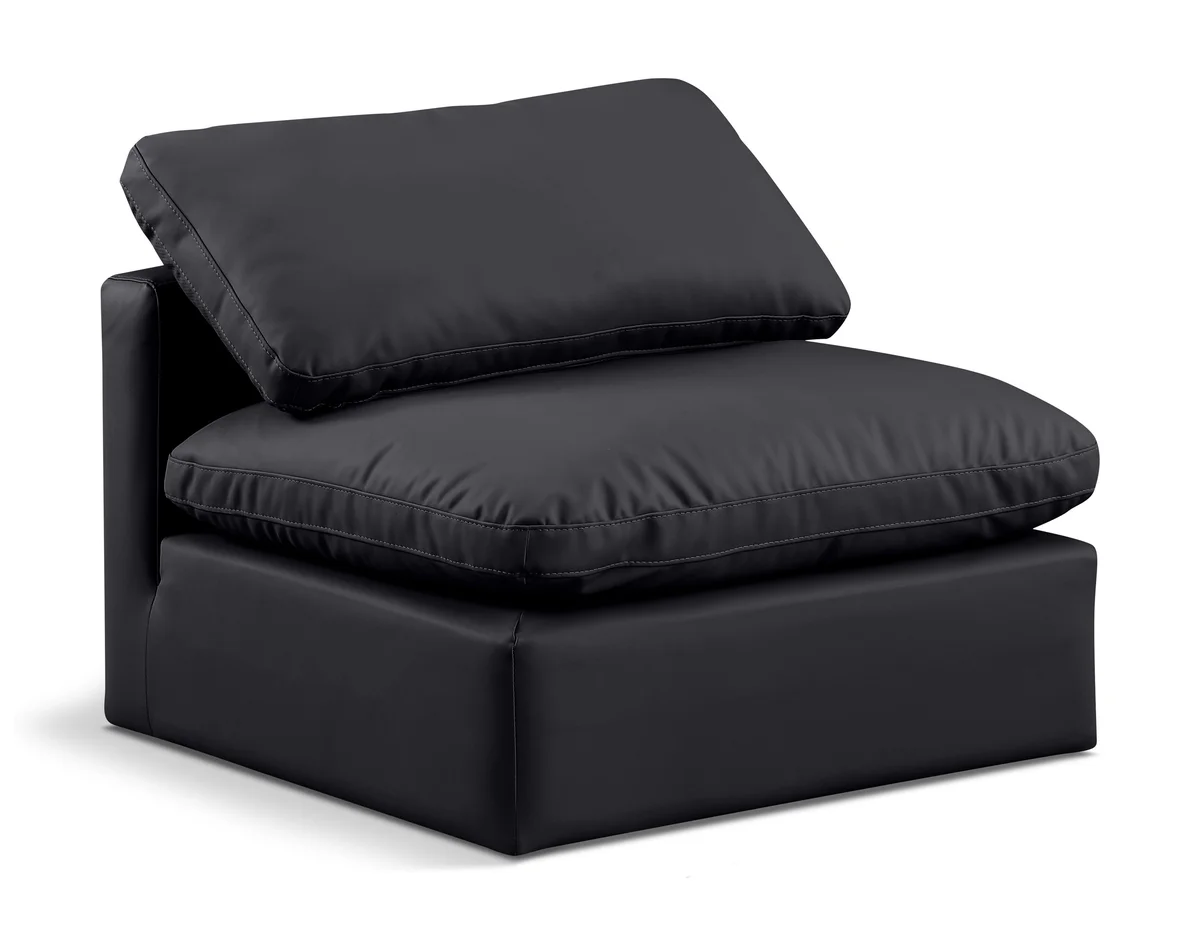 Indulge - Faux Leather Armless Chair - Black