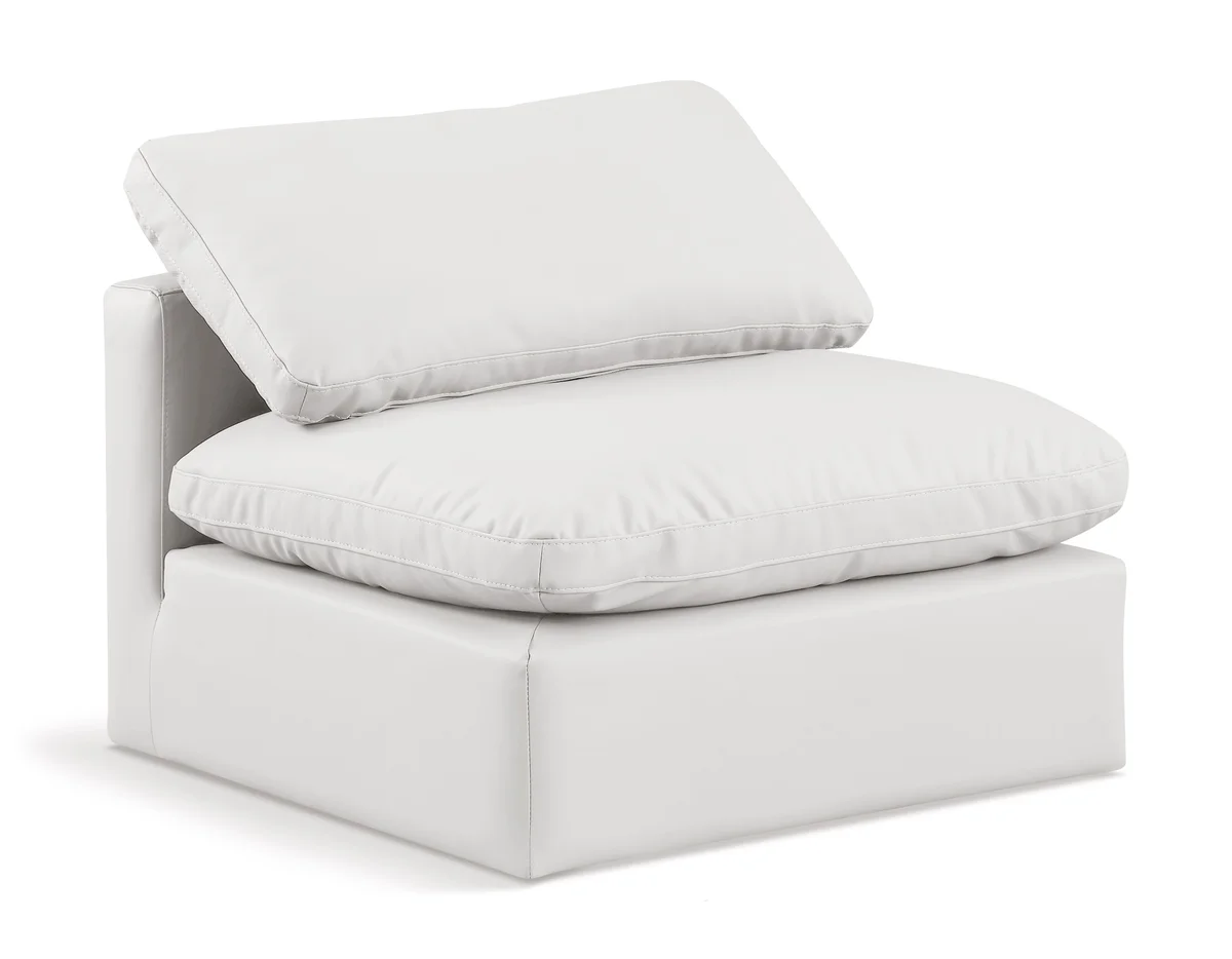 Indulge - Faux Leather Armless Chair - Cream