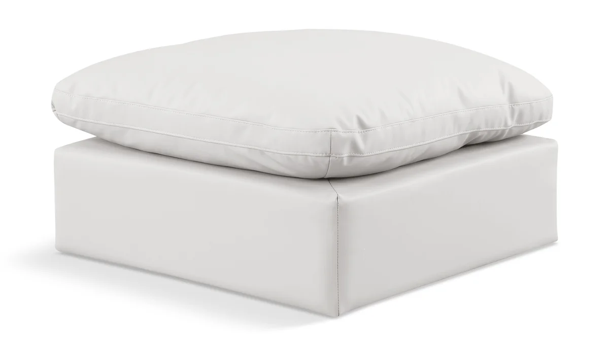 Indulge - Faux Leather Ottoman - Cream