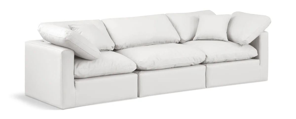 Indulge - Faux Leather 3 Seat Modular Sofa - Cream
