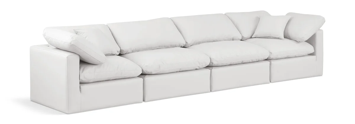 Indulge - Faux Leather 4 Seat Modular Sofa - Cream